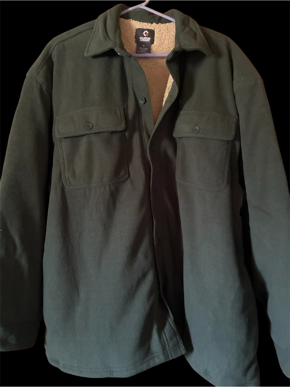 Guide Gear Men's Sherpa-Lined Fleece CPO Shirt Jacket - Pine Green - Size XL NIP